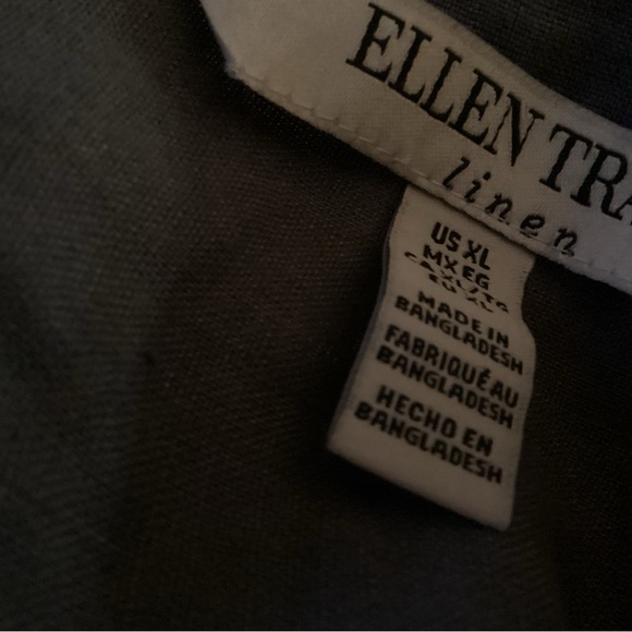 Ellen Tracy 100% Linen Green Blouse with Gold Tassel Women’s Size XL - Picture 5 of 7